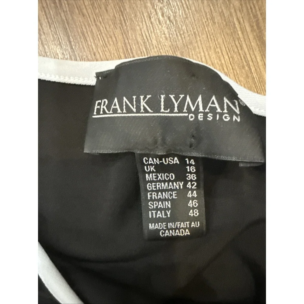 Frank Lyman Design Women's Size 14 Classic Boho Bell Sleeves Blouse Black White